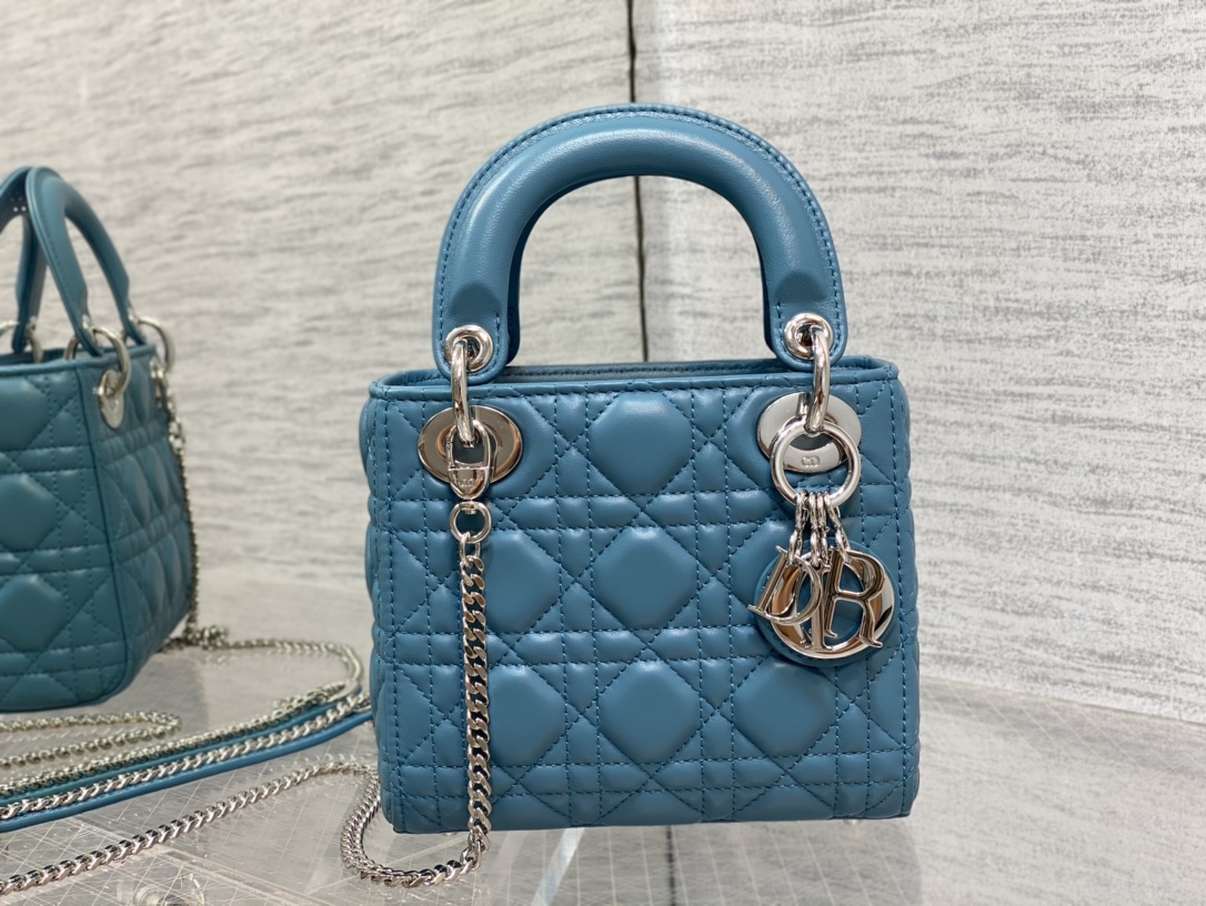 Mini Lady Dior Bag Dark Blue Cannage Lambskin